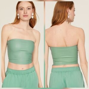 LAPOINTE Faux Leather Tube Topin Green Sleeveless Strapless Size 4